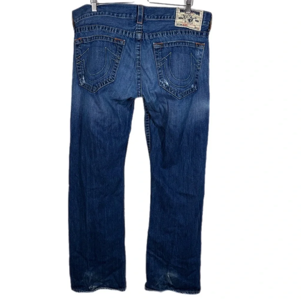True Religion | Bobby Blue Straight Leg Jeans Slightly Distressed Style